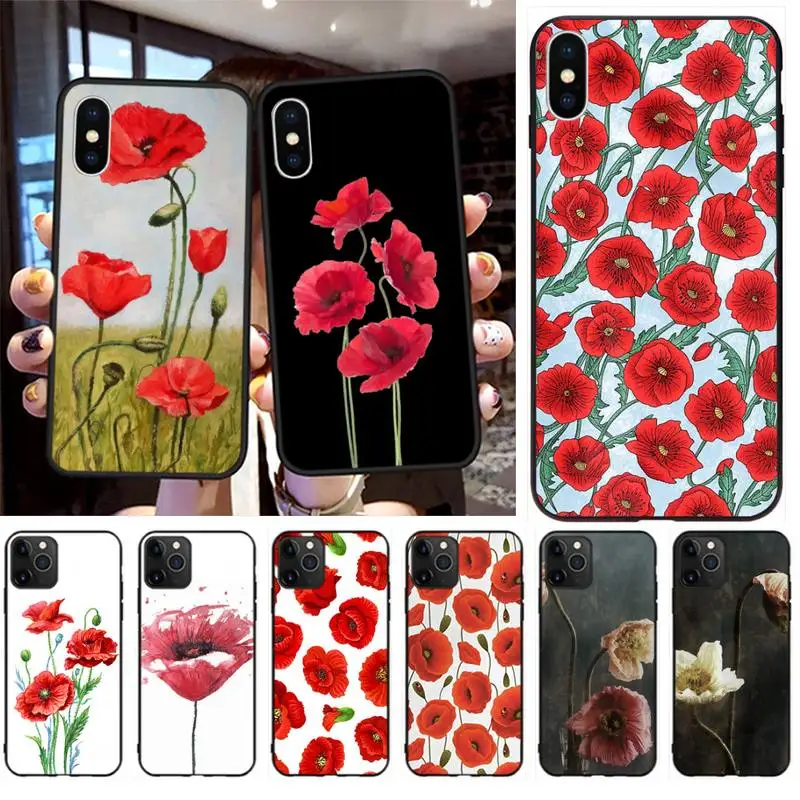 Мягкий силиконовый чехол Poppy flowers для iPhone 11 pro XS MAX 8 7 6 6S Plus X 5S SE 2020 XR|Бамперы| |