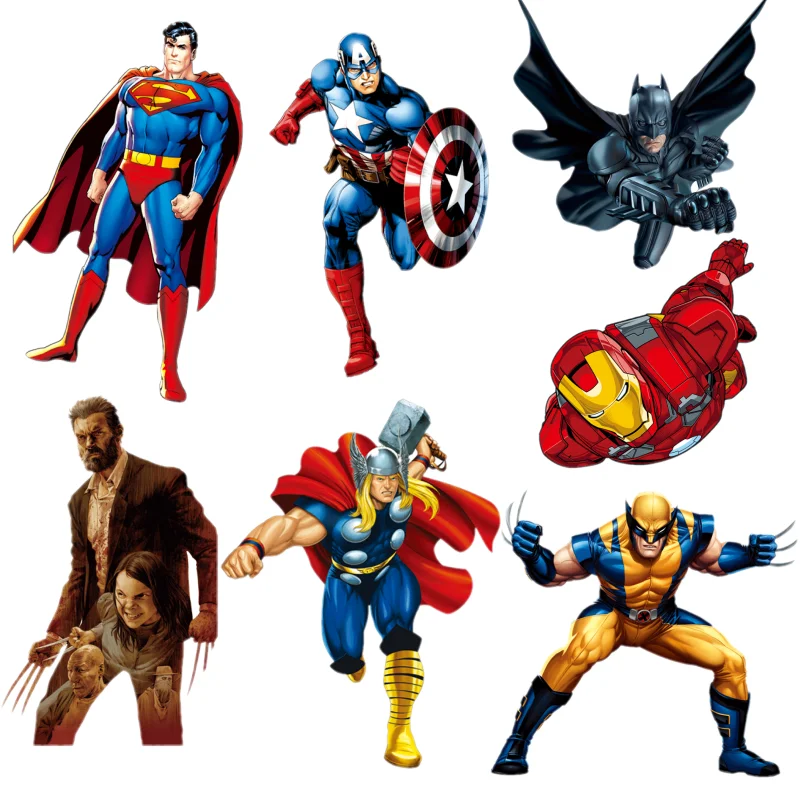 7pcs Marvel Avengers Hero Icon Heat Sensitive Patches Bat Man X-man Captain  America Thermal Transfer Stickers Iron On Clothes - Patches - AliExpress