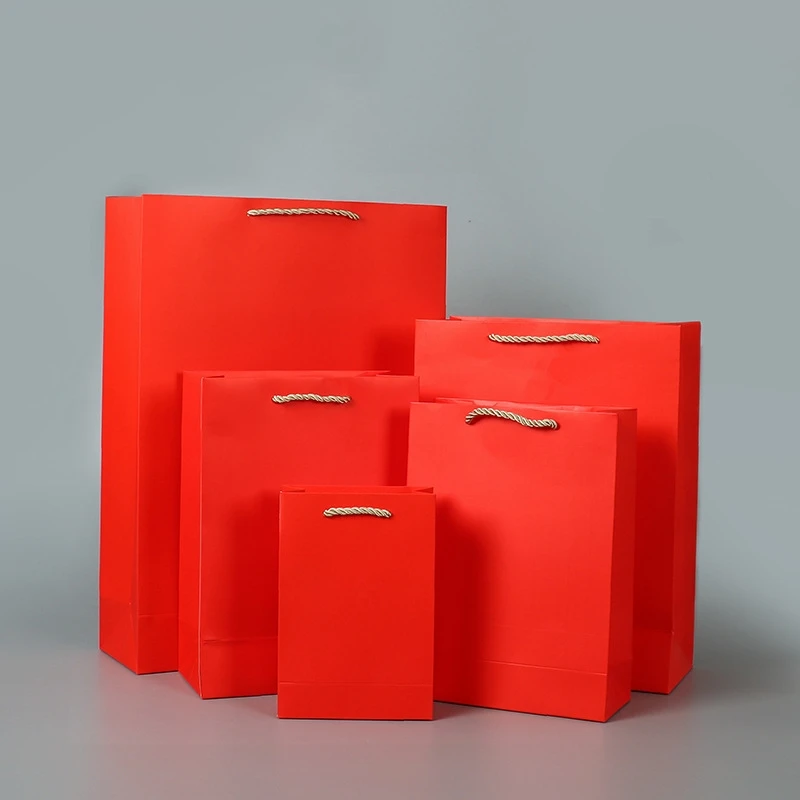10pcs/lot Red Small Gift Bag With Handles Kraft package Paper Box For Jewelry Birthday Decoration Event Party Packing | Дом и сад