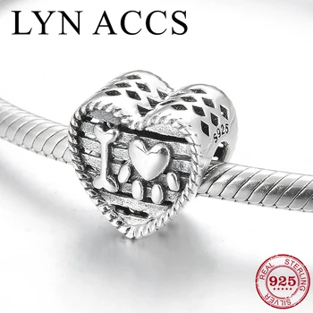 

2019 New 925 Sterling Silver Like pets Cute Pattern Metal Heart Beads for Fine Jewelry Making Fit Pandora Charm Bracelets DIY