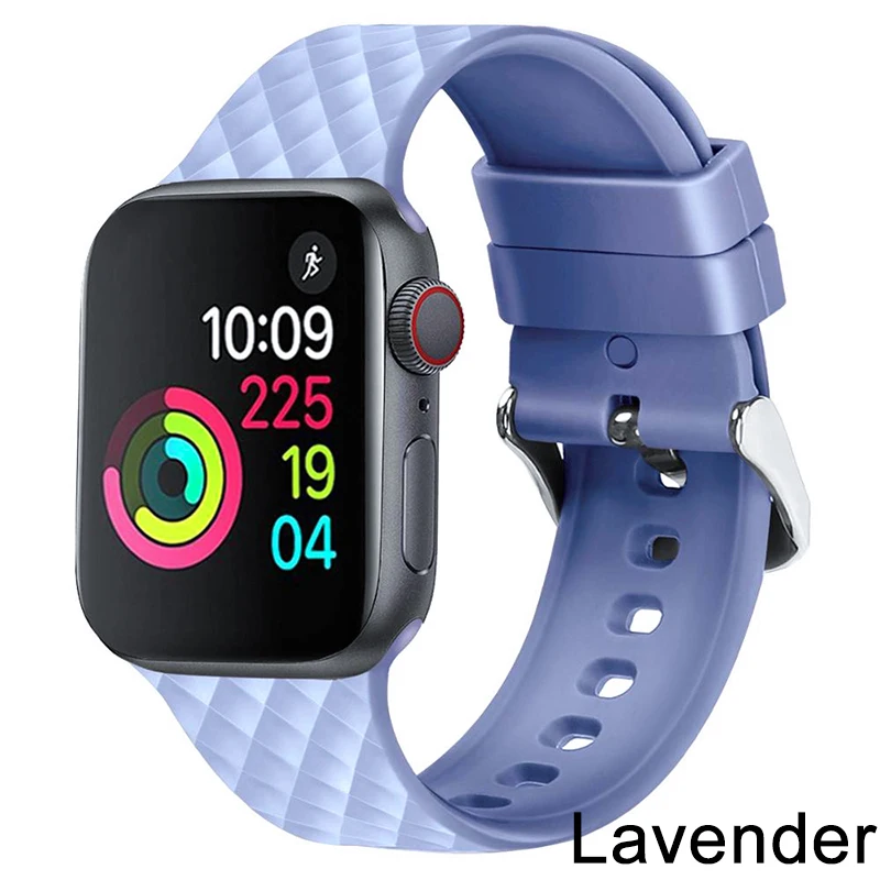 Lavender Силиконовый ремешок для apple watch 5 ремешок 44 мм 40 мм iwatch ремешок 42 мм 38 мм тканый узор браслет ремешок для apple watch 4 3 2 1 - Цвет ремешка: Lavender