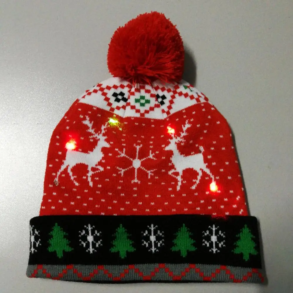 Светодиодный Рождественский головной убор, светодиодный светильник вязанная Рождественская шапочка, красочный светильник Hyun, вязаная шапка, снеговик, рождественский подарок для детей