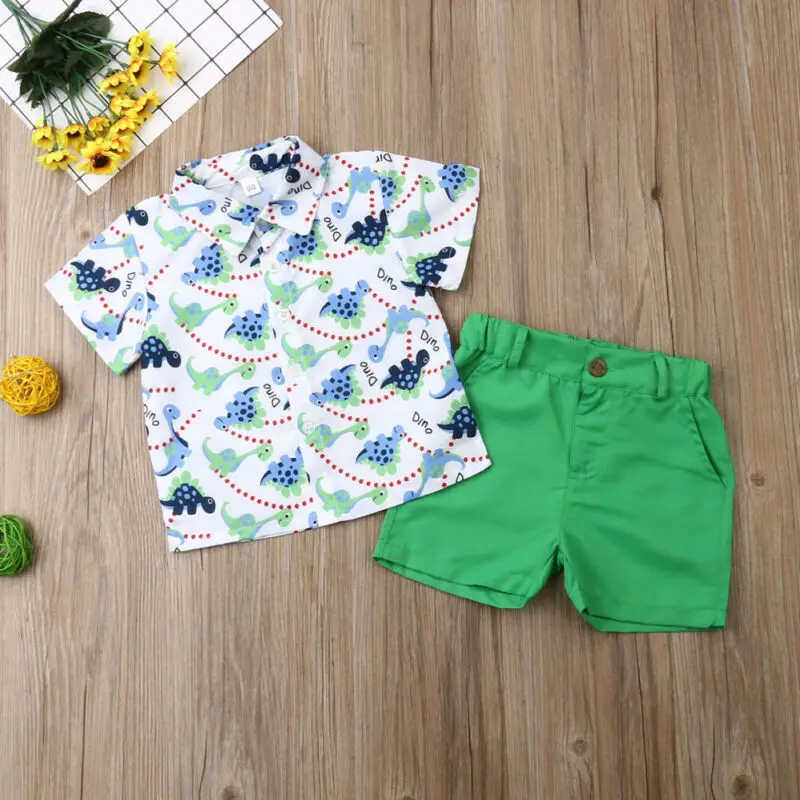 Одежда для маленьких мальчиков из 2 предметов рубашка с цветочным рисунком топ+ шорты пляжная одежда из двух предметов летний спортивный костюм для малышей Одежда для маленьких мальчиков