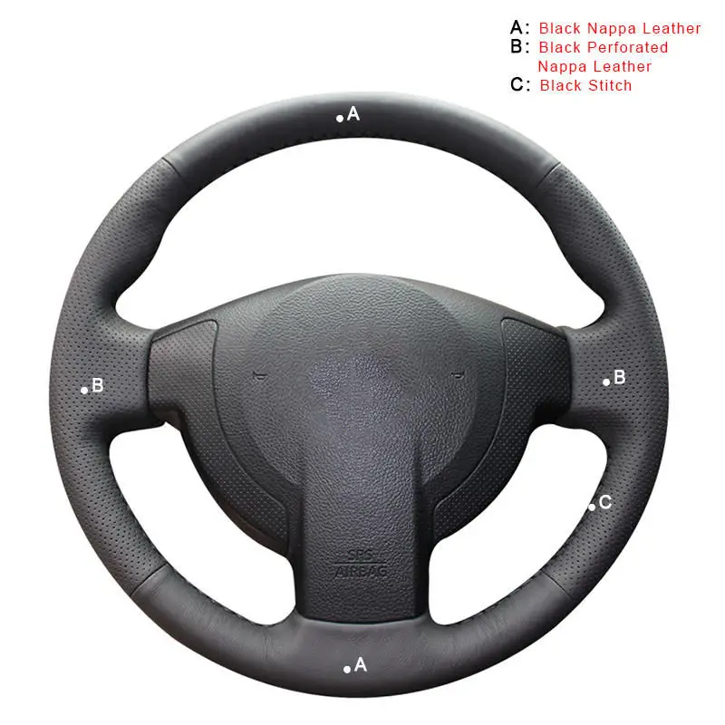 Nappa Leather Автомобильная оплетка на крышке рулевого колеса для Nissan Qashqai 2007-2013 Rogue 2008-2013 X-Trail 2008-2013 NV200 2010- авточехлы - Название цвета: Nappa Leather