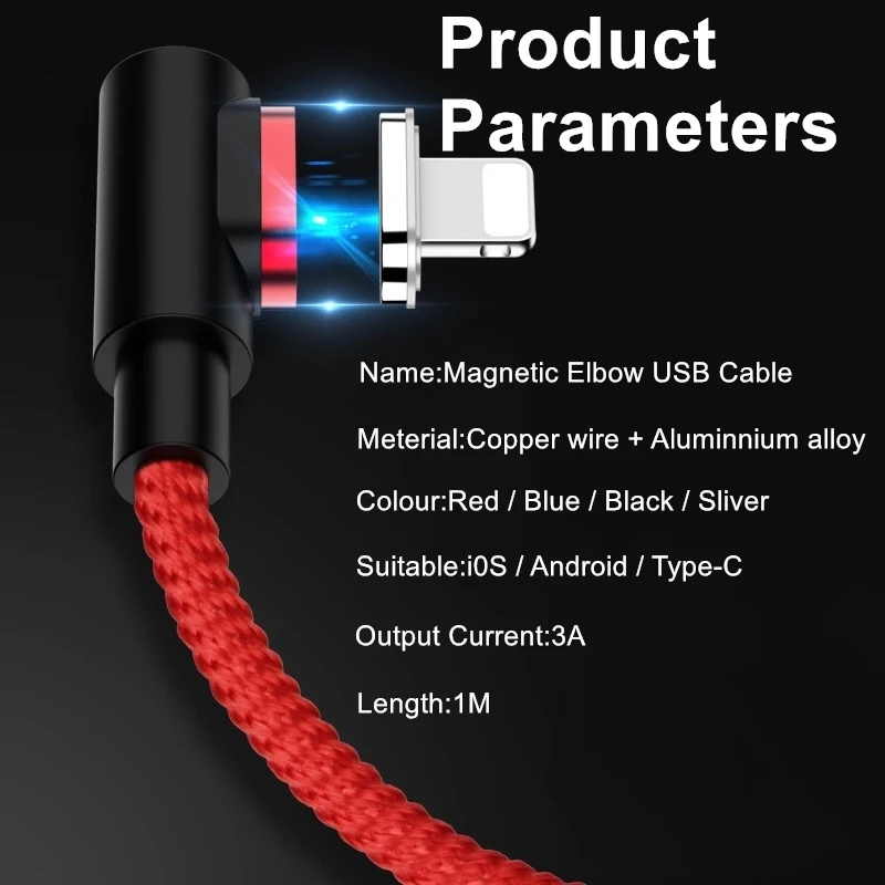 Магнитный кабель USB C Micro usb type C кабель для быстрой зарядки 90 градусов l-линия Micro USB зарядное устройство для samsung huawei Xiaomi iPhone