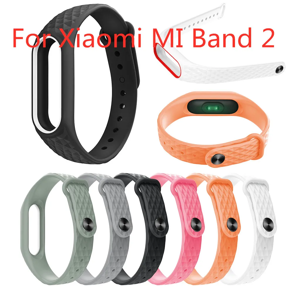 

For Mi Band 2 Strap Print Silicone Wrist Strap for Pure Color Rhombus Replacemet Creating Wristband for Mi Band 2 Bracelet