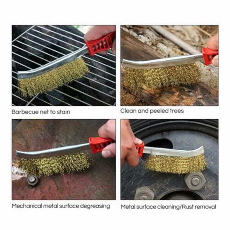 4 Pack Handheld Wire Brush Ergonomically Designed Rust Removal Remover Cleaning Hand Brushes Cleaner