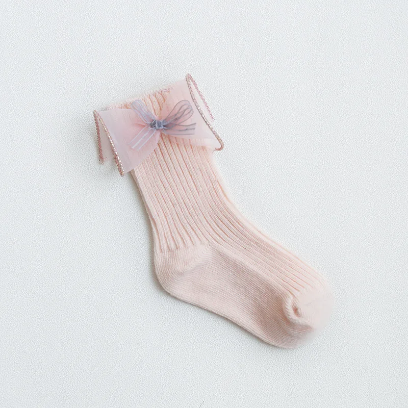 Осенние носки для девочек из хлопка милые эластичные кружевные носки с бантиком для маленьких девочек мягкие носки принцессы для малышей от 0 до 5 лет - Цвет: 3