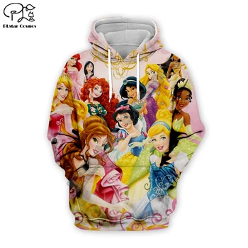 

Princess Newest Women 3d Printed Cartoon Sweatshirt Snow White / Cinderella /Belle princess hoodies suit plus size