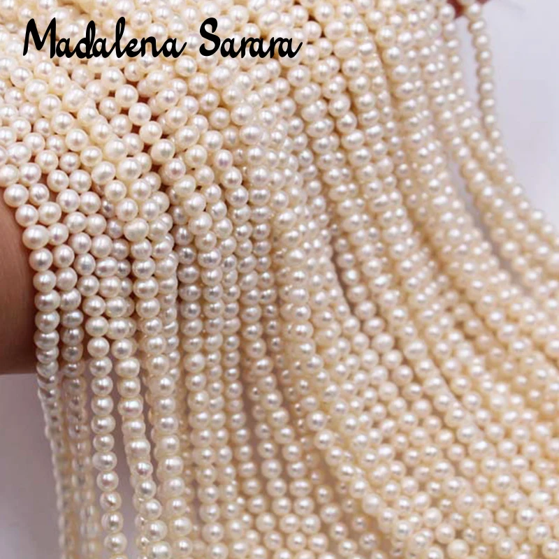 

MADALENA SARARA Wholesale 4-6mm Genuine Freshwater Pearl Strand 18" For DIY Jewelry Making 5strands/lot Good Quality Near Round