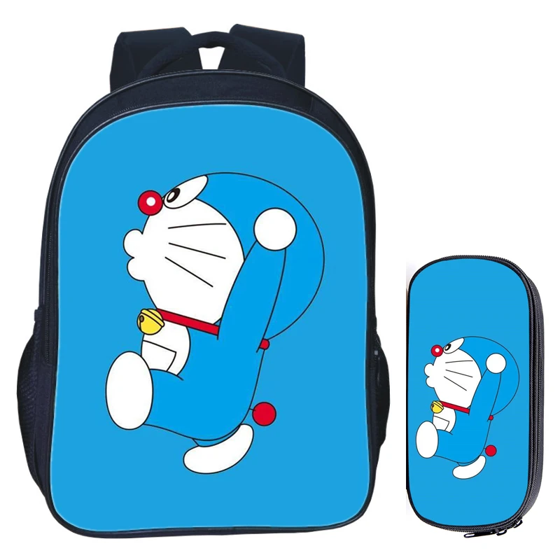 2Pcs 006 16 дюймов мультфильм Doraemon школьная сумка для детей девочек мальчиков Рюкзак Детские Школьные наборы Карандаш сумка Малыш Школьный ранец - Цвет: 2Pcs 006