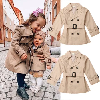 

2020 Toddler Kids Boy Modis Trench Coat Autumn Clotehs Windbreaker Children Button Belt Outerwear Coats Kids School Wear