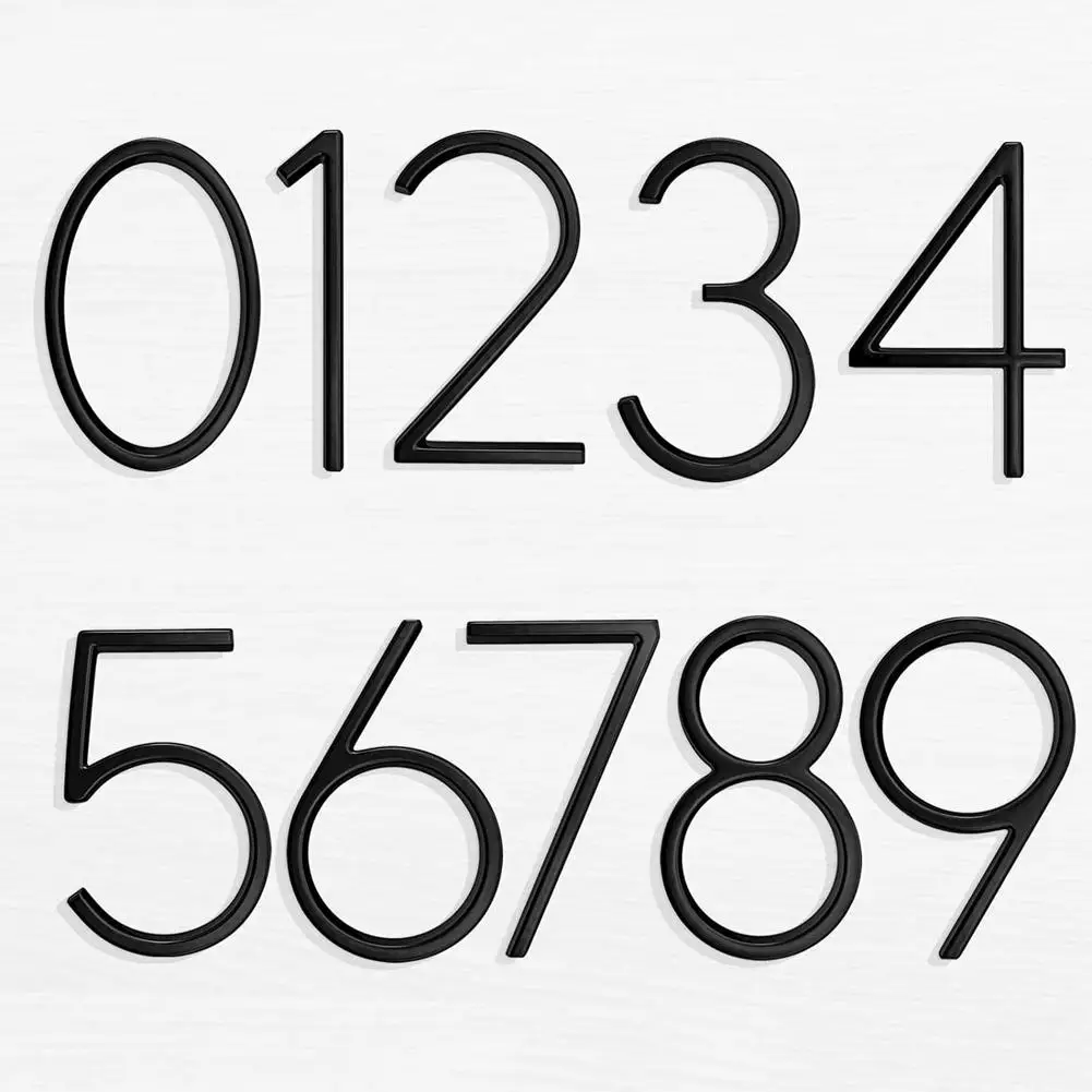 5 pulgadas, Negro, A placa de señalización números de dirección de casa números de puerta modernos HASWARE Letrero flotante con número de casa 12 cm 