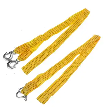 

3Tons 3 Meters Car Tow Cable Emergency Trailer Rope Towing Strap Rope With 2 Anti-Slip Hooks Eagle hook / U-hook