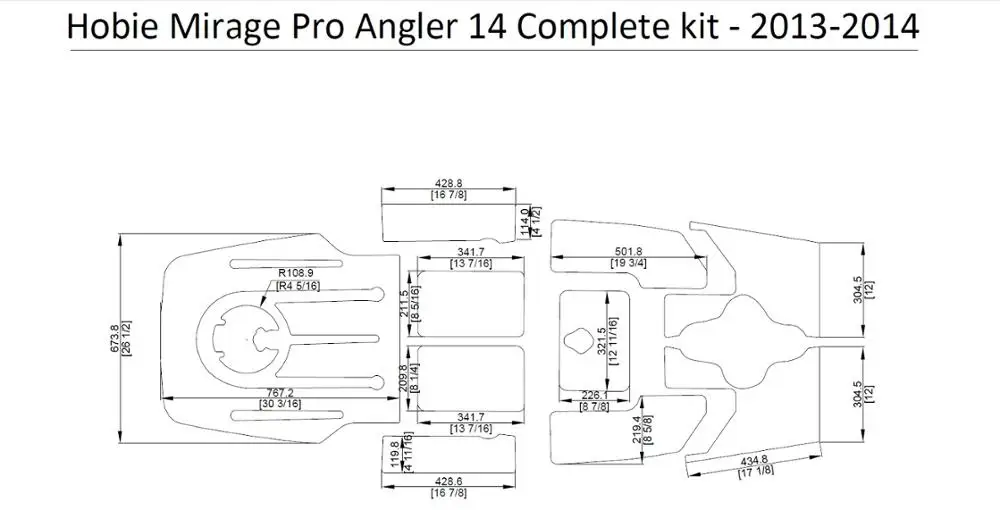 2013-2014Hobie Mirage Pro Angler 14 полный комплект каяк лодка EVA настил коврики 1/4"