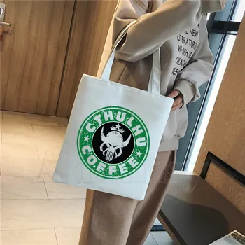 

Cthulhu Fashion Canvas Bag Women Girls Simple Large Capacity Storage Handbag Shoulder Bag Tote Reusable Student Bookbag