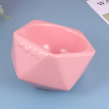 

1pc Simple Ceramic Cat Bowl Tilted Bowl Geometric Pet Bowl Food Bowl for Puppy Cat(Pink)