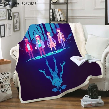 

Stranger Things 3D Printed Fleece Blanket for Beds Thick Quilt Fashion Bedspread Sherpa Throw Blanket Adults Kids 06