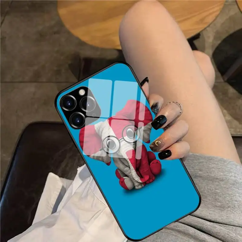 Baby Elephant with Glasses and Danish Flag Phone Case Glass For iphone 12 11 Pro Max XS XR X 8 7 Plus SE2 | Мобильные телефоны и