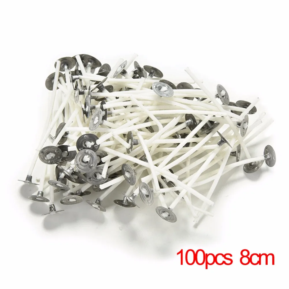 NEW 100Pcs 8/10/14/15/20cm Candle Wicks Cotton Core Waxed With Sustainers For DIY Making Candles Gifts Wholesale