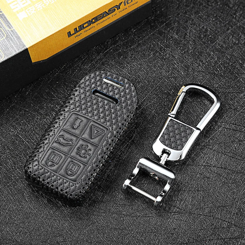 Luckeasy кожаный чехол для ключей для volvo xc60 s60 s60l v60 v40 s80l 2011- 6 Кнопка крепление машинный держатель Чехол key3