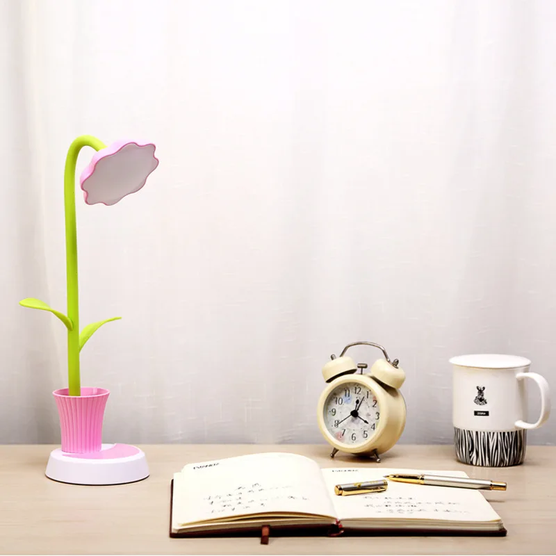 WENHSIN Sun Flower ручка настольная лампа usb зарядка Настольная маленькая настольная лампа Студенческая спальная трехскоростная Затемняющая настольная лампа для глаз