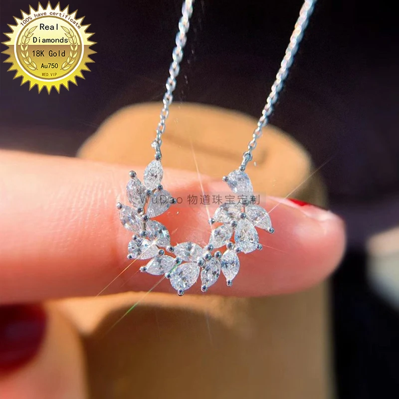 

Настоящим 18К Золотое колье natura 1.05ct бриллиантами ожерелье H-M023