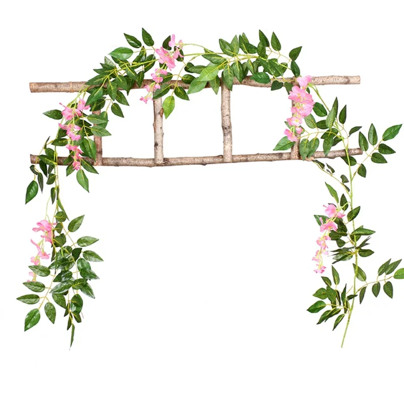 2 м искусственные растения Creeper зеленый лист плюща лоза для дома свадьбы Decora diy Висячие гирлянды искусственные цветы - Цвет: Темно-розовый