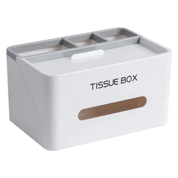 

Multifunctional Desktop Drop-Resistant Tissue Box PAPer Towel Storage Box for Bathroom Bedroom Office-White
