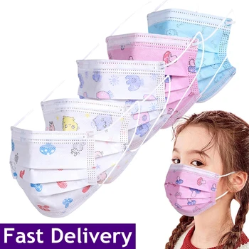 

50/100PCS Children's Mask Kids Adult Disposable Face Mask 3Ply Ear Loop Face Cover shield Mouth Mask Masque maseczki ochronne