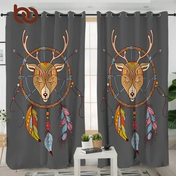 

BeddingOutlet Dreamcatcher Luxury Curtains Elk Totem Animal Blackout Curtain Raccoon Owl Wolf Fox Bear Boho Bedroom Curtains 1pc