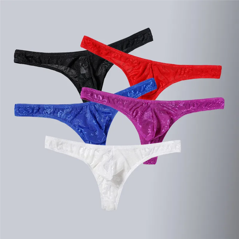 3 Pcs / lot 2020 New Underwear Mens Sexy Briefs Lace Thong Men Low-rise Briefs Soft Breathable Gay Underwear Large Size XXL XXXL