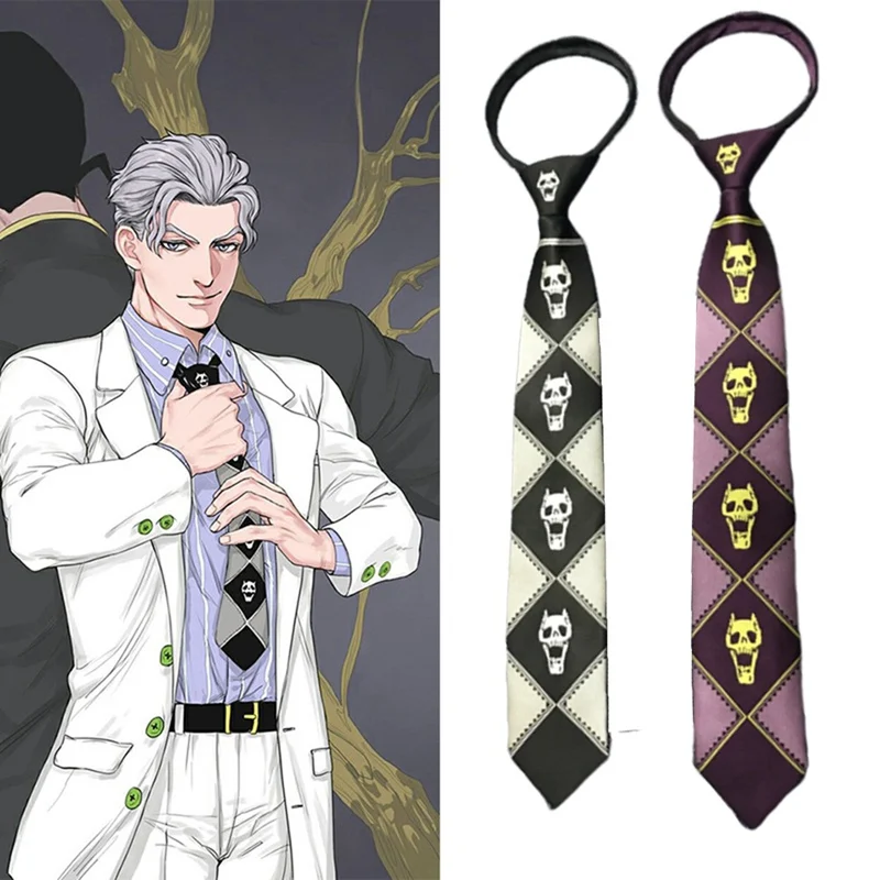 

JoJo Bizarre Adventure KILLER QUEEN Yoshikage Skull Neck Tie Cosplay Costumes Halloween Masquerade Party Tie
