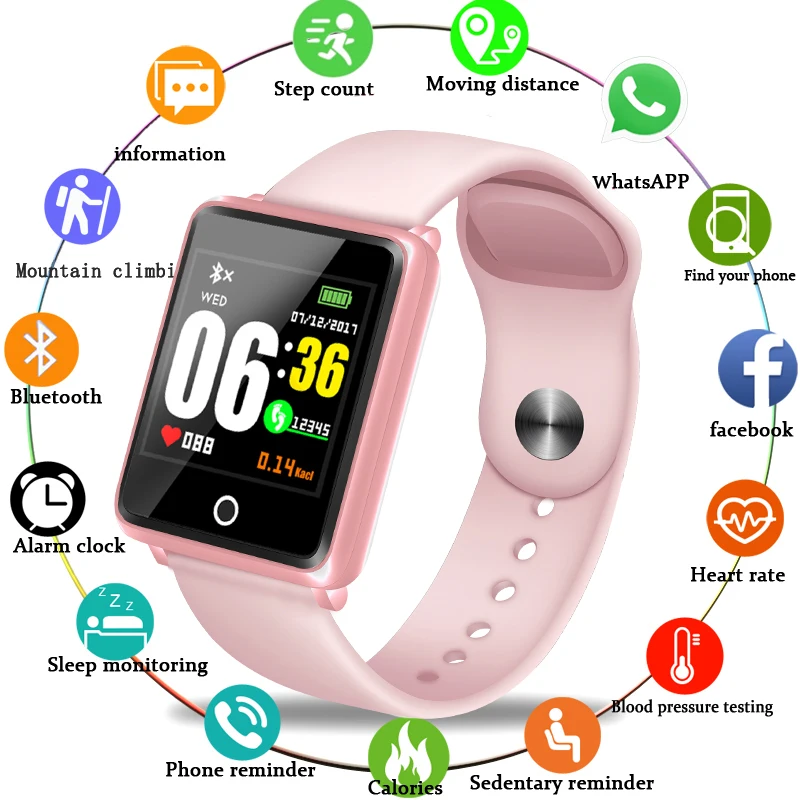 

LIGE New Women Watch Waterproof Fitness Tracker Heart Rate Blood Pressure Monitor Pedometer For Android ios Sports Watch Women