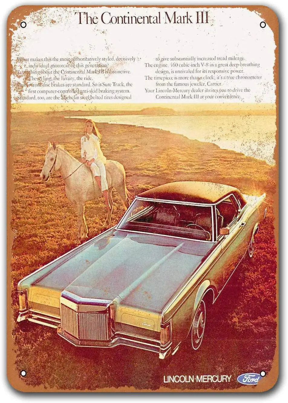 1970 Lincoln Continental Mark III старые автомобили жестяной знак Sisoso винтажные металлические