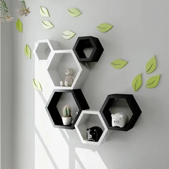 

3Pcs/Set Hexagon Shelf Wall Floating Shelves Wall Hanging Geometric Figure Home Bedroom Decoration Bookshelf Storage Book Kit