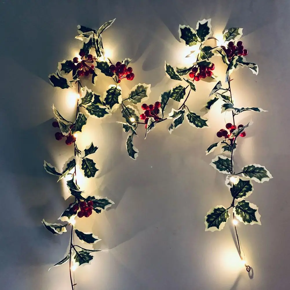 20 светодиодных струн, красные фруктовые Ротанговые светильники для Дня благодарения, Рождественская вечеринка, окно, украшение двора