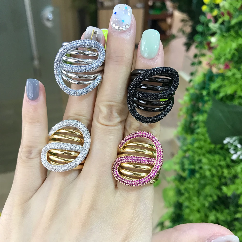 GODKI, очаровательные корейские кольца Monaco, скручиваемые, штабелируемые, для женщин, кубический циркон, кольца на палец, бусины, кольцо, бохо, пляжные ювелирные изделия