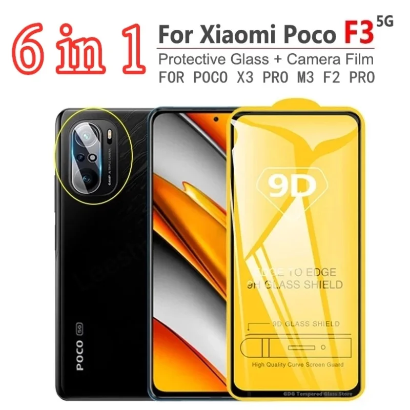 3Pcs 9D Tempered Glass for Xiaomi Poco C3 X3 M3 Pro Film Full Cover Screen protector for Xiaomi poco F1 F2 x3 m3 f3 x3 pro Glass