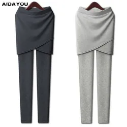 Skirt Leggings for Women Fitness Spring Pants Cross Side Leggings With Skirt Ouc1238