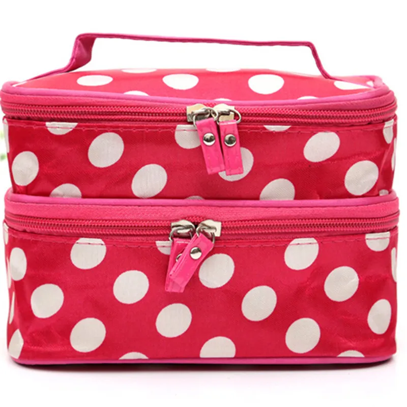 New Cosmetic Bag Fashion Multi-function Travel Polka Dot Double Layers Big Toiletry Organizer Storage Makeup Bag Case - Color: style 3