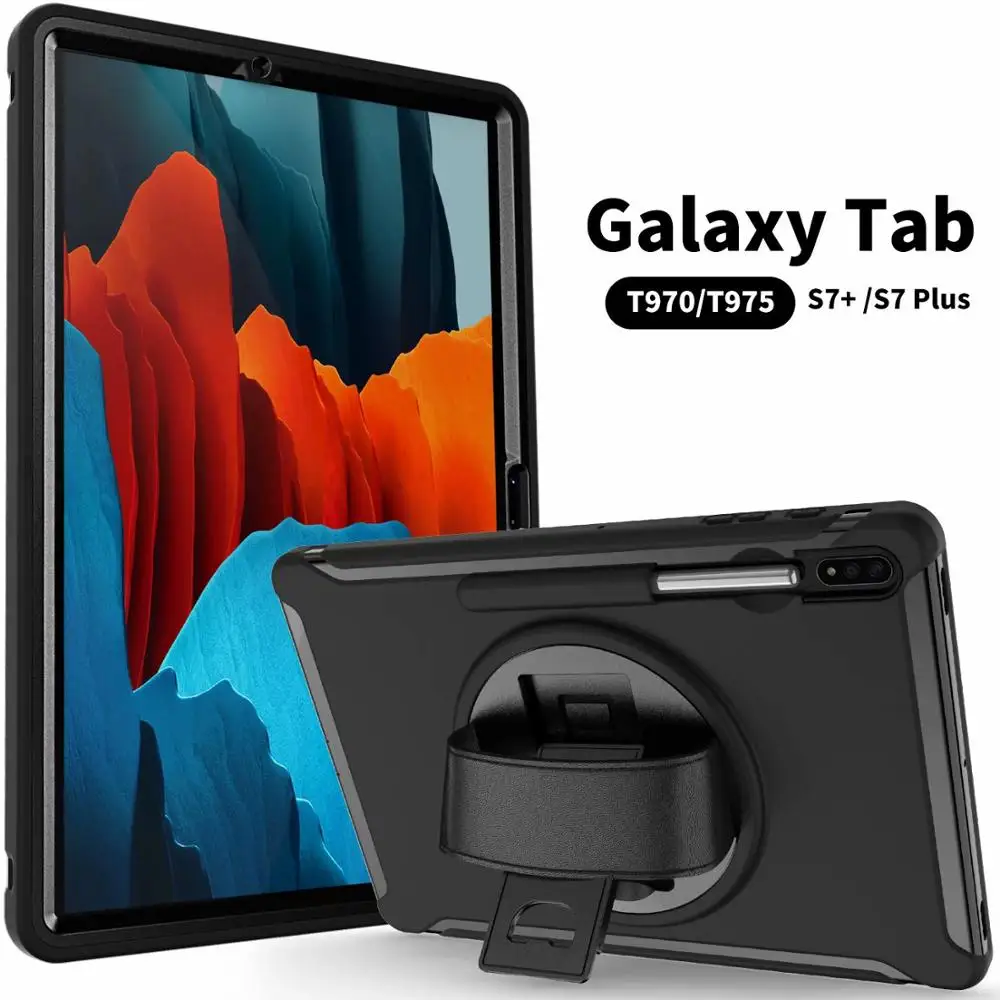 

For Samsung Galaxy TAB S7 Plus Case 12.4Inch 2020 T970/T975 Rotation Tablet Shockproof Hard Heavy Duty Rugged Stand Cove TAB S7