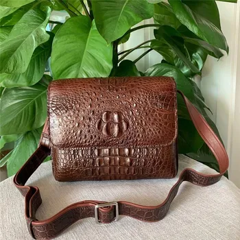 

Authentic Crocodile Skin Men's Small Flap Purse Single Cross Shoulder Bag Genuine Alligator Leather Male Casual Messenger Bag