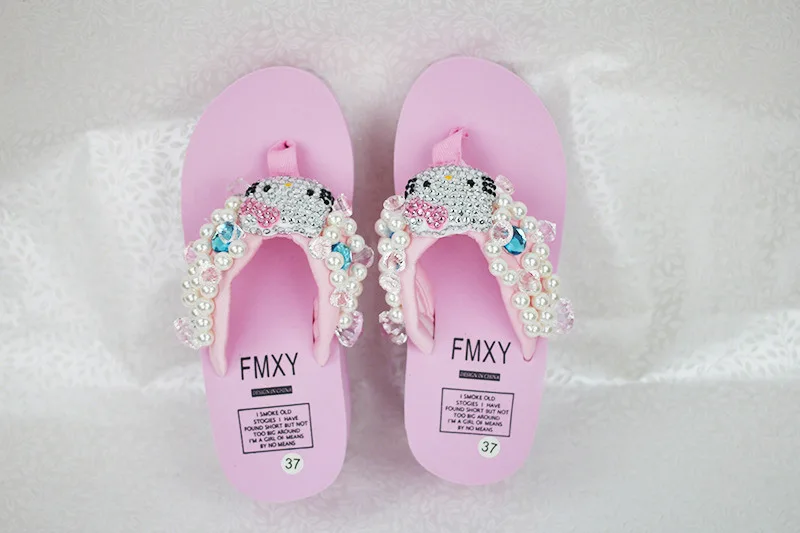 Leisure Shoes Online Lady Sewing Pearl Womens Beach Slippers Fashion High Heel Platform Wedge Flip Flops56