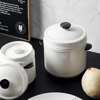 

600ml 13.3x12cm white ceramics waterproof stew soup bowl pot binaural bird's nest cup steamed egg cup stew pot
