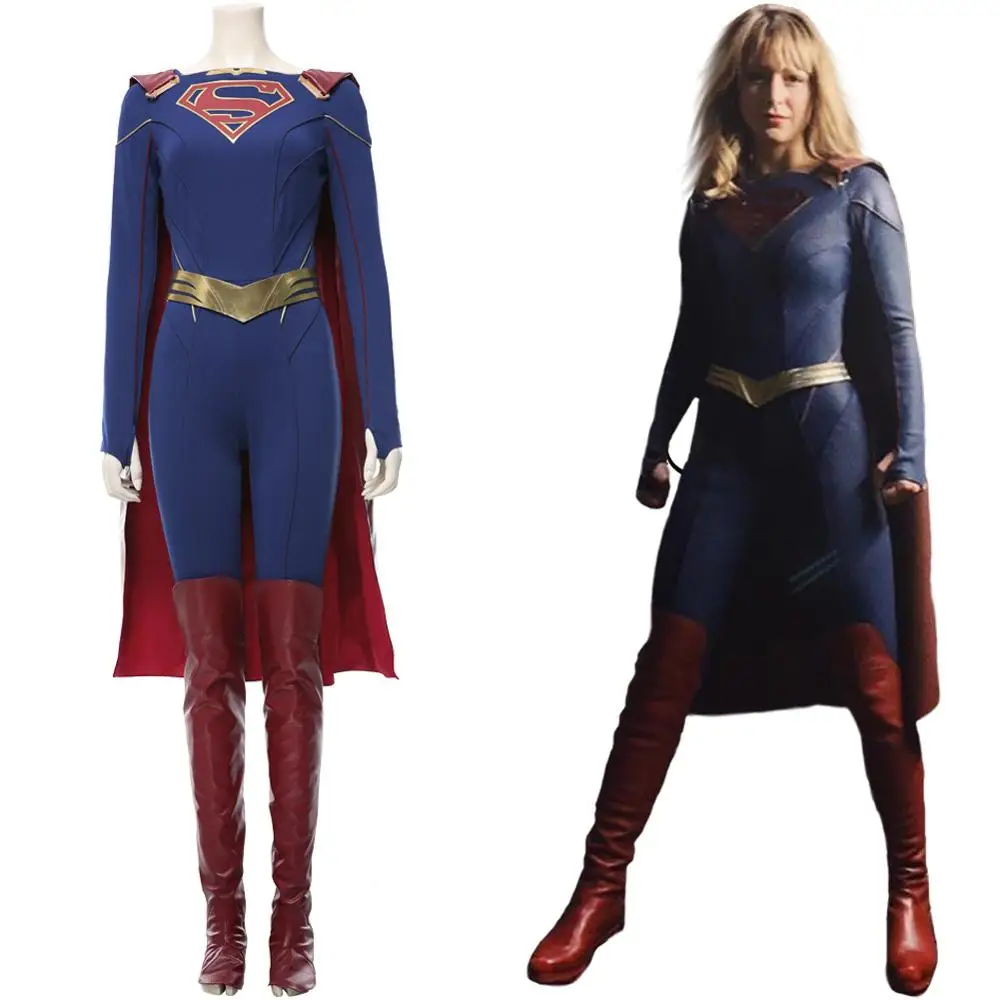 Костюм для косплея Кара зоржэль данвера 5 сезон Supergirl плащ комбинезон ботинки на