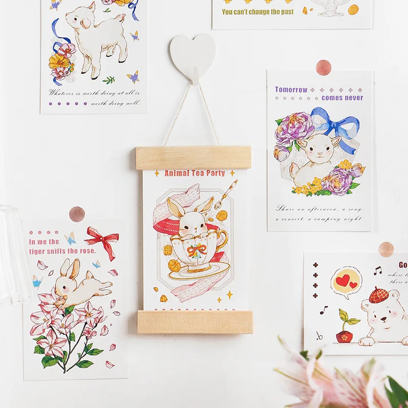 30 Pcs/Set Time Castle Series Postcard Hand Painted Cartoon Animals Greeting Cards Wish Card DIY Journal Decoration