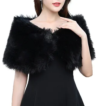 

New In Winter Plain Dyed Faux Fur Warm Women Wedding Jackets One Size Wedding Accessories Bridal Wraps Shawls