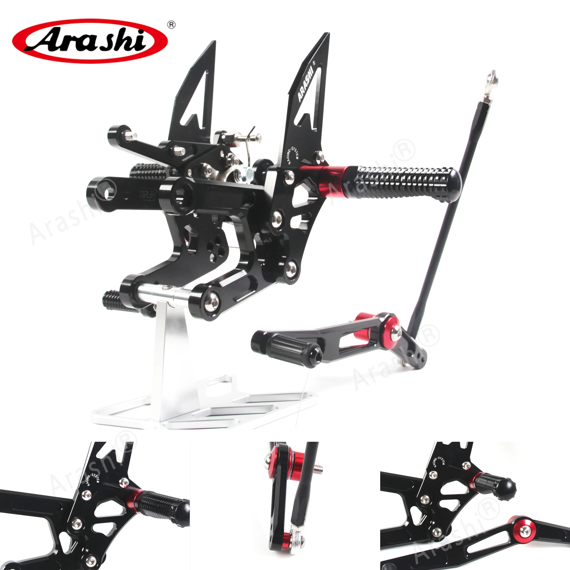 Arashi Adjustable Footrest Rearsets For YAMAHA YZF R6 2006 - 2016 YZF-R6 2007 2008 2009 2010 2011 2012 2013 2014 2015 CNC Black