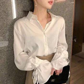 

Autumn women 2019 fashion blouses solid plus size female clothes loose shirt long sleeve blouse simple OL feminine blusa